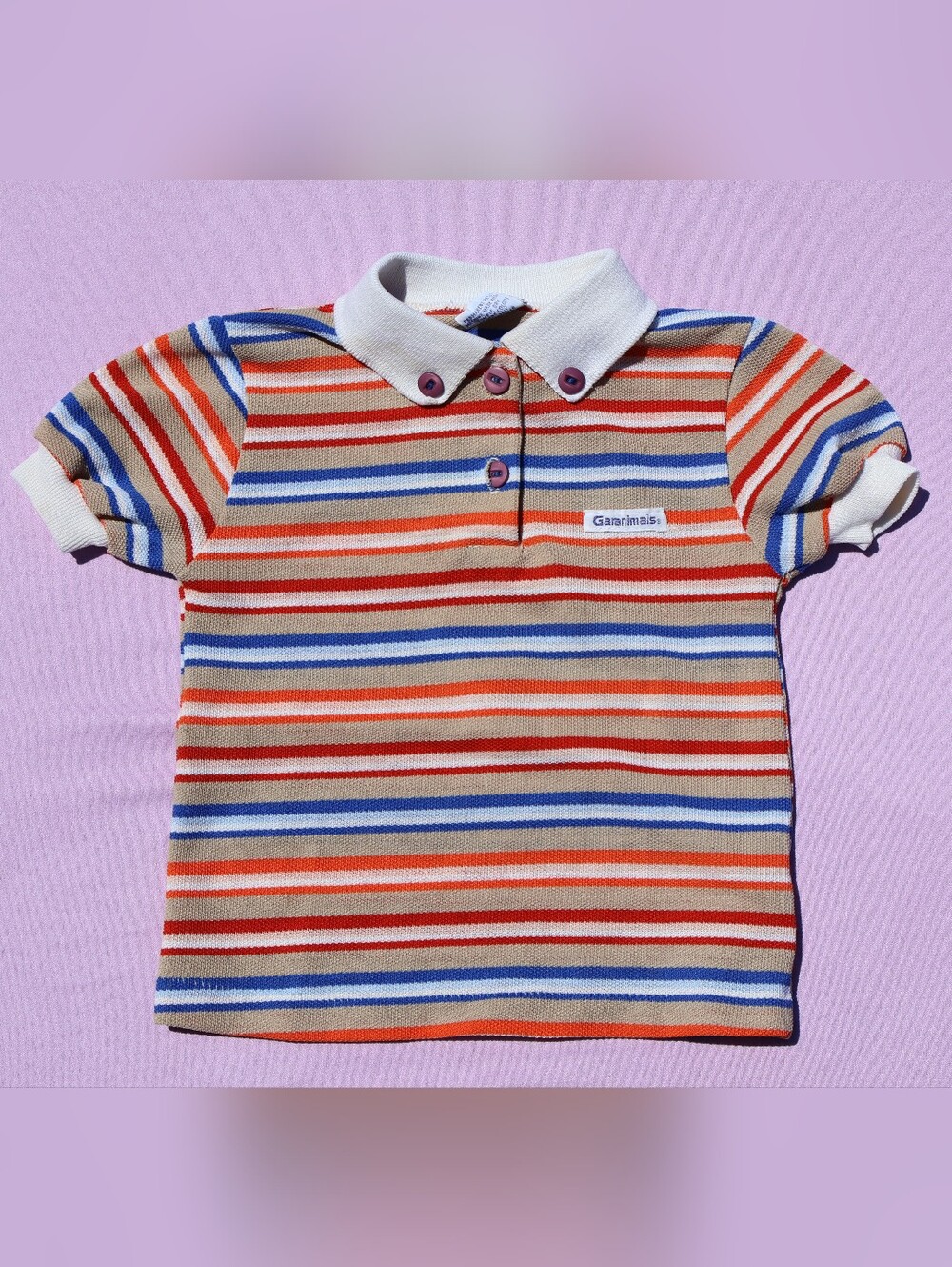 Vintage Garanimals Zebra Tag Earth Toned Striped Polo Size 4